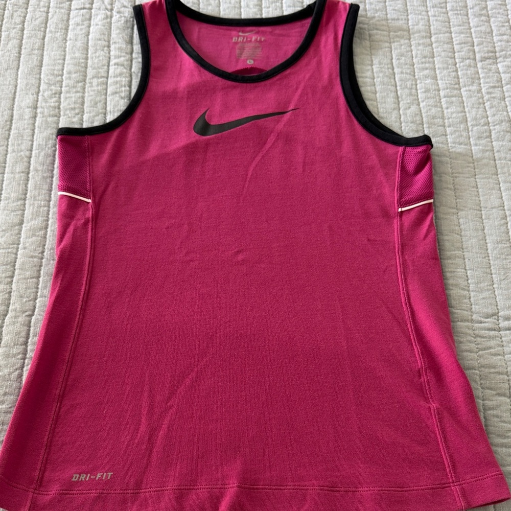 Nike Women's Pink and Black Dri-FIT Tank Top